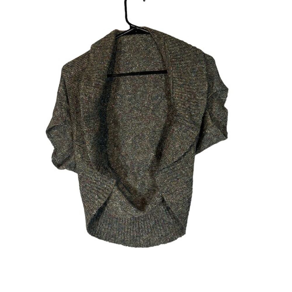 Takeout Gray Multicolor Knit Short Sleeve Knit Opened Front Sweater Women Sz S